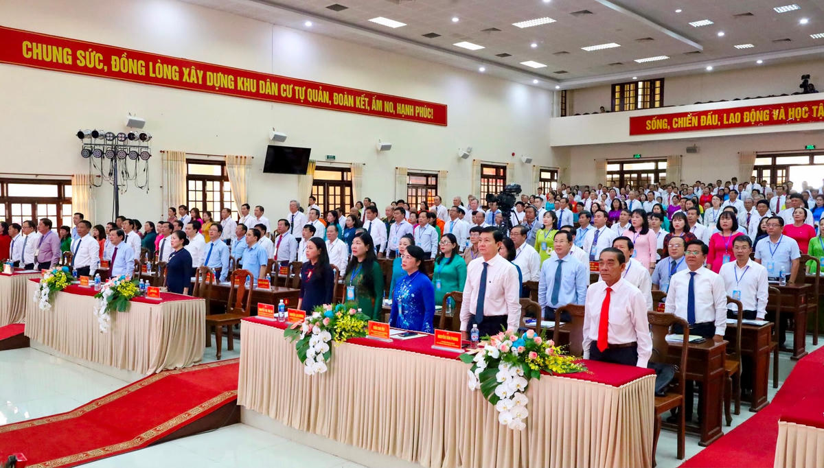 Các Đại biểu thực hiện nghi thức chào cờ. (ảnh: Trung Phạm)