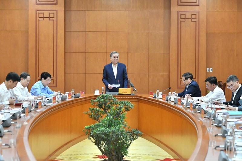 Tổng Bí thư Tô Lâm chủ trì họp Tiểu ban Nhân sự Đại hội XIV của Đảng. (Ảnh: ĐĂNG KHOA)