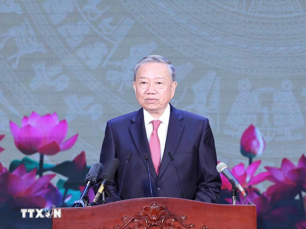 Tổng Bí thư Tô Lâm phát biểu chỉ đạo. (Ảnh: Thống Nhất/TTXVN) ttxvn-3006-tong-bi-thu-to-lam-12.jpg