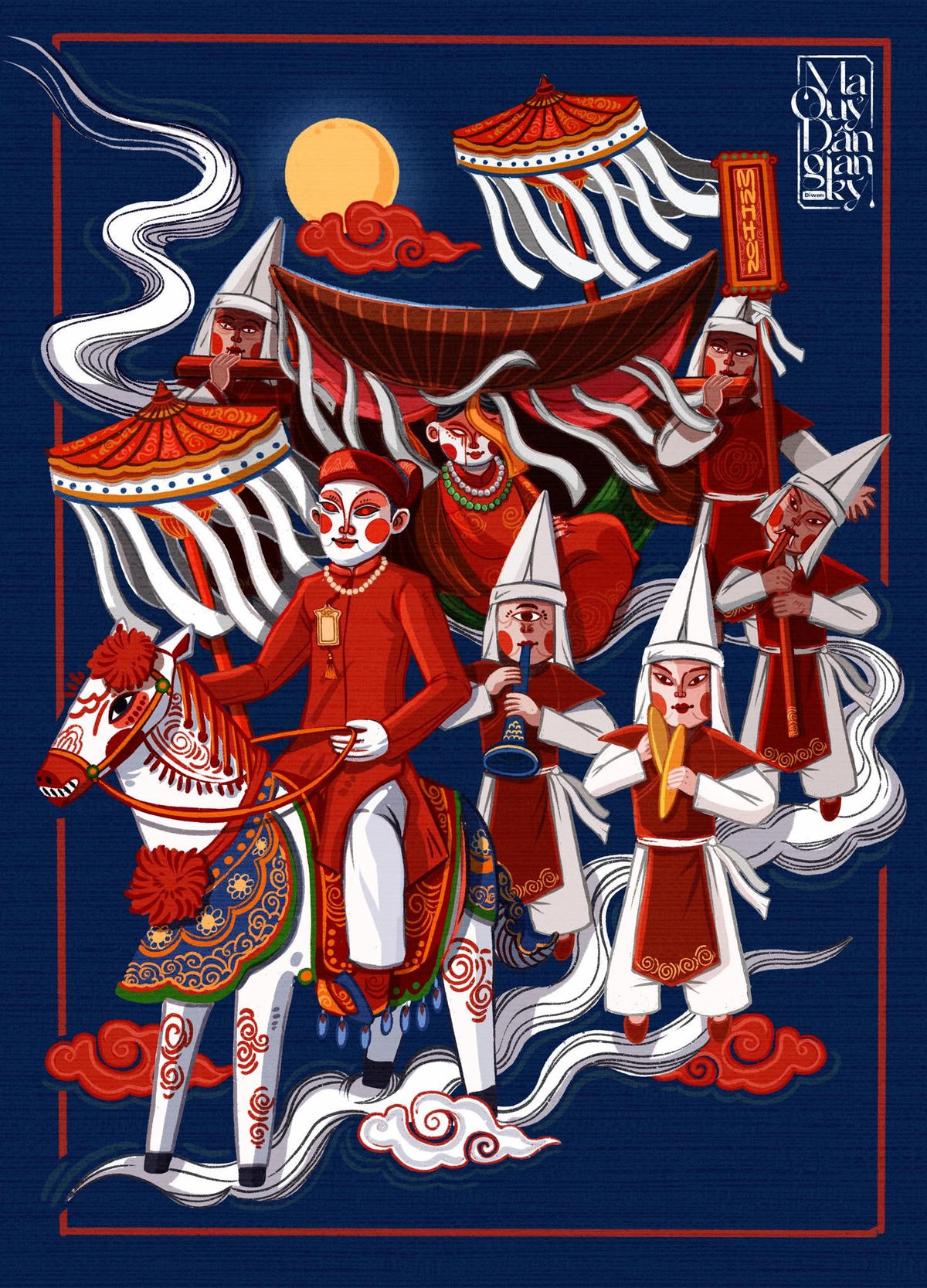 Các tác phẩm với chất liệu dân gian từ dự án Ma Quỷ Dân Gian Ký. Ảnh: Duy Văn.