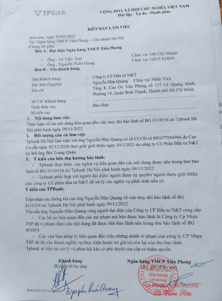 Sau hơn 2 tháng, N&T vẫn chưa nhận được khoản tiền bảo lãnh cho giao dịch thương mại với TSP. 