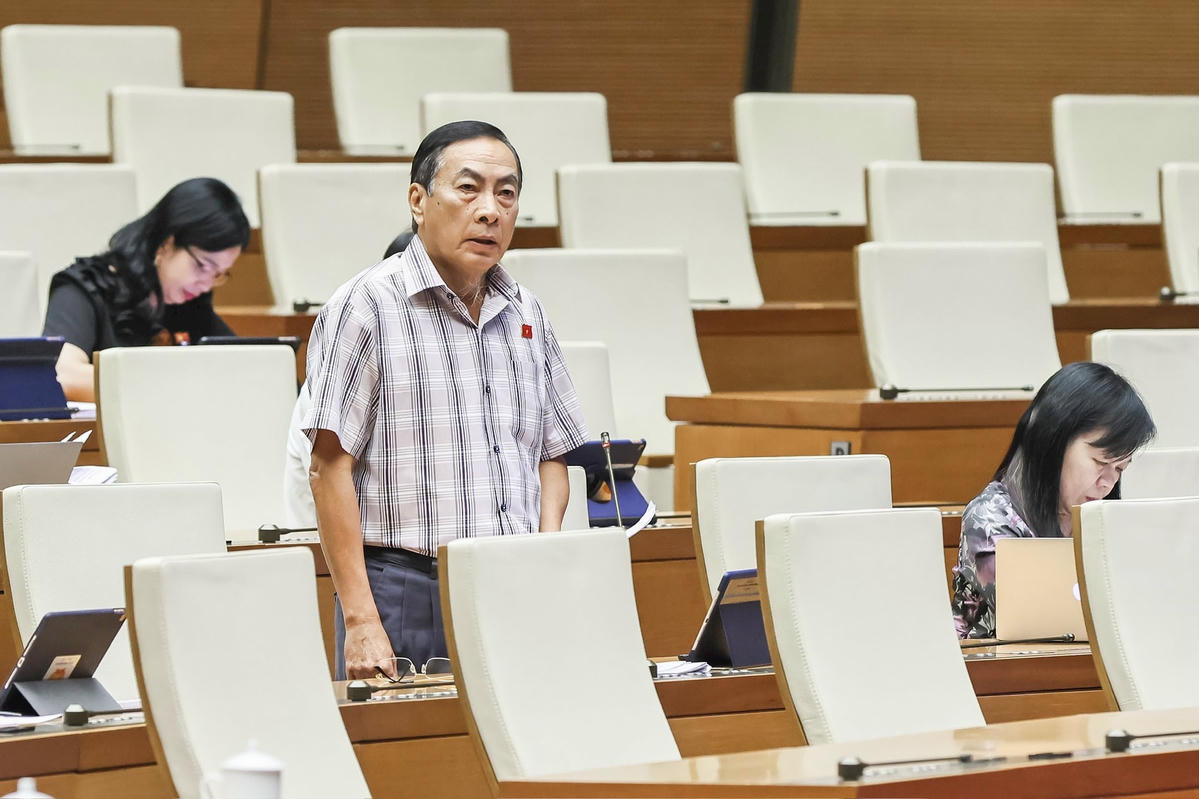 Đại biểu Quốc hội Phạm Văn Hoà phát biểu (Ảnh: Quang Vinh)