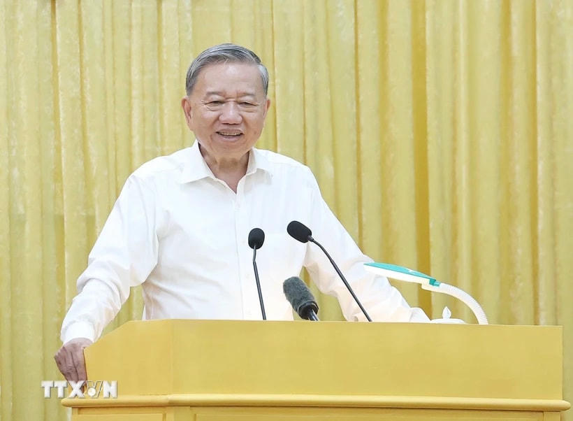 Tổng Bí thư Tô Lâm phát biểu. (Ảnh: Thống Nhất/TTXVN)