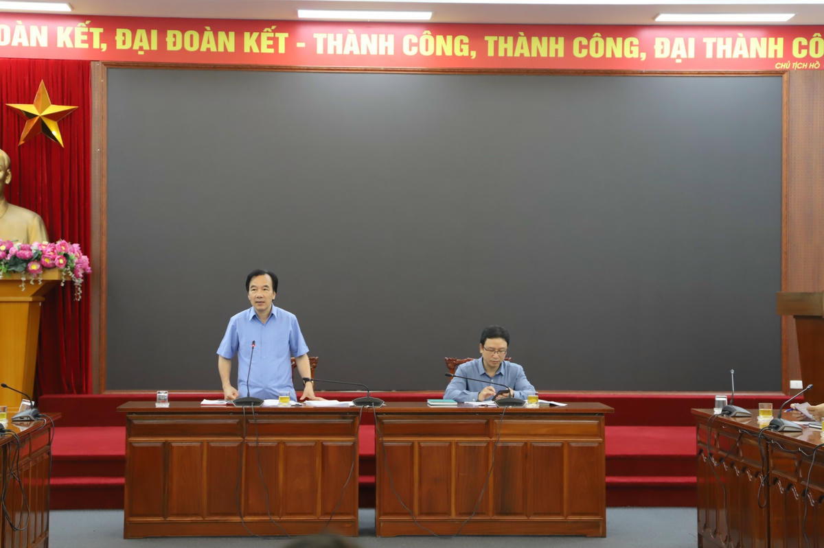 Phó Chủ tịch Ngô Sách Thực phát biểu tại hội nghị góp ý. 