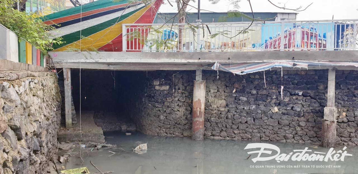 Một trong những cửa cống xả nước thải của chợ Hạ Long 1, nơi phát ra mùi hôi thối ra khu vực dân cư. Ảnh: Nguyễn Quý.