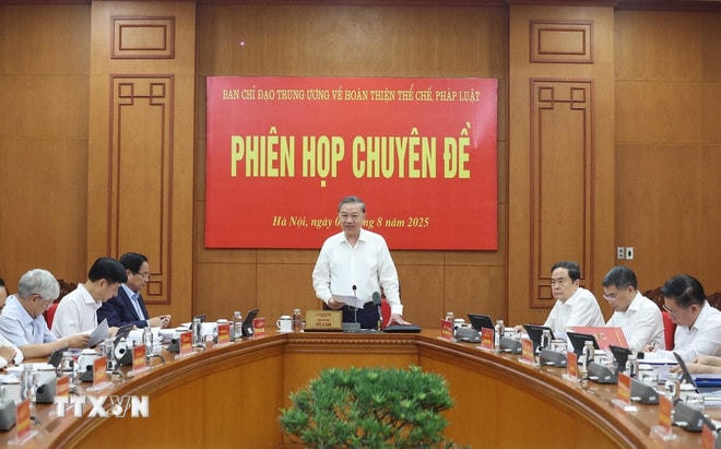 Tổng Bí thư Tô Lâm phát biểu. (Ảnh: Thống Nhất/TTXVN) ttxvn-tong-bi-thu-to-lam-chu-tri-phien-hop-chuyen-de-ban-chi-dao-trung-uong-ve-hoan-thien-the-che-phap-luat-8191885-2.jpg