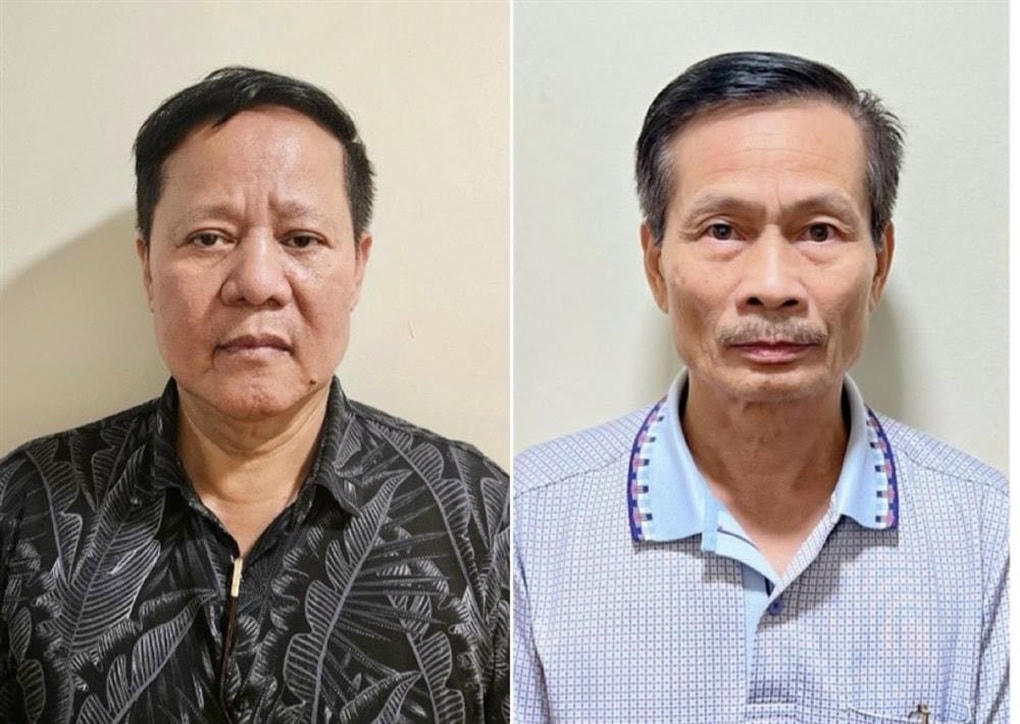 Đoàn Văn Huấn, Chủ tịch Hội đồng Quản trị, kiêm Tổng Giám đốc và Nguyễn Văn Chính, Phó Tổng Giám đốc, kiêm Kế toán trưởng Công ty cổ phần Tập đoàn Thái Dương đã chỉ đạo, tổ chức khai thác, tiêu thụ trái phép 11.233.102 kg quặng đất hiếm có trị giá khoảng 440 tỷ đồng và 152.856.646 kg quặng sắt có trị giá khoảng 192 tỷ đồng, hưởng lợi bất chính tổng số tiền khoảng 632 tỷ đồng. Ảnh: Bộ Công an