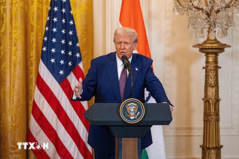 Tổng thống Mỹ Donald Trump phát biểu tại cuộc họp báo ở Nhà Trắng, Washington, D.C. (Ảnh: THX/TTXVN)