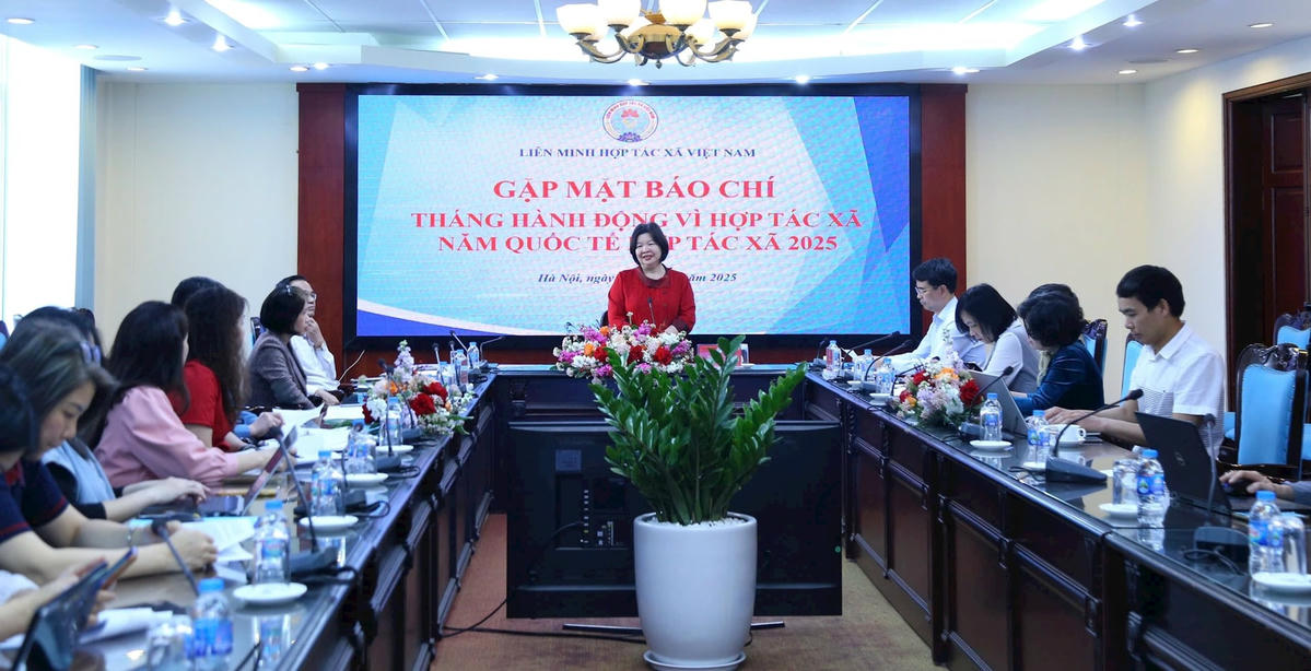 Quang cảnh buổi gặp mặt báo chí thông tin về tháng hành động vì HTX, năm quốc tế HTX 2025.