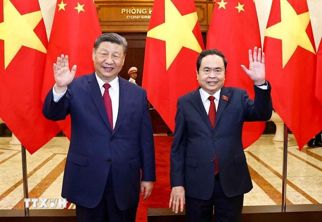 Chủ tịch Quốc hội Trần Thanh Mẫn hội kiến Tổng Bí thư, Chủ tịch nước Trung Quốc Tập Cận Bình. (Ảnh: Doãn Tấn/TTXVN) ttxvn-tuyen-bo-chung-viet-nam-trung-quoc-15-3.jpg