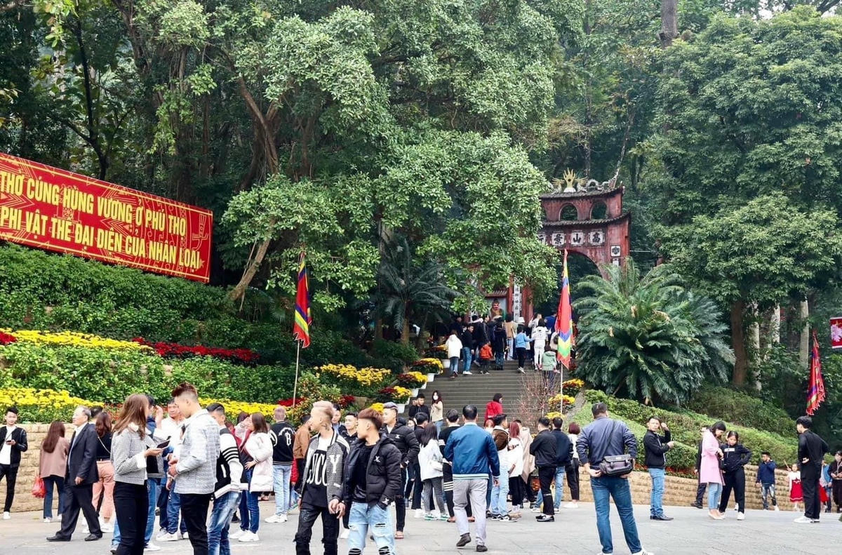 Đây là năm du khách đến với Đền Hùng vào dịp Tết Nguyên đán nhiều bất thường so với một số năm gần đây. Ảnh Trung Oanh