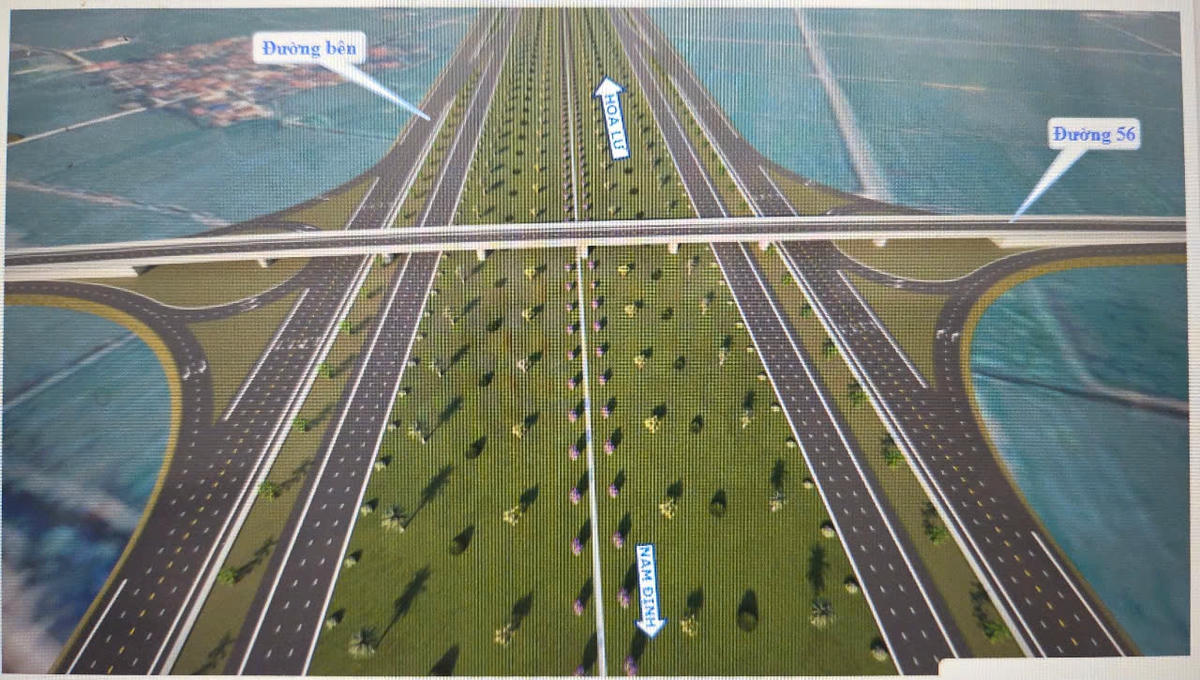 Phối cảnh dự án đường trục nối TP Nam Định và TP Hoa Lư. Ảnh: UBND tỉnh Nam Định.