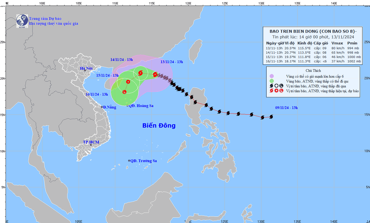 TIN BÃO TRÊN BIỂN ĐÔNG (Cơn bão số 08)