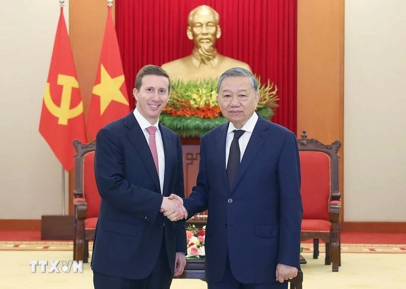 Tổng Bí thư Tô Lâm tiếp Giám đốc điều hành Quỹ đầu tư Warburg Pincus (Hoa Kỳ) Jeffrey David Perlman. (Ảnh: Thống Nhất/TTXVN)