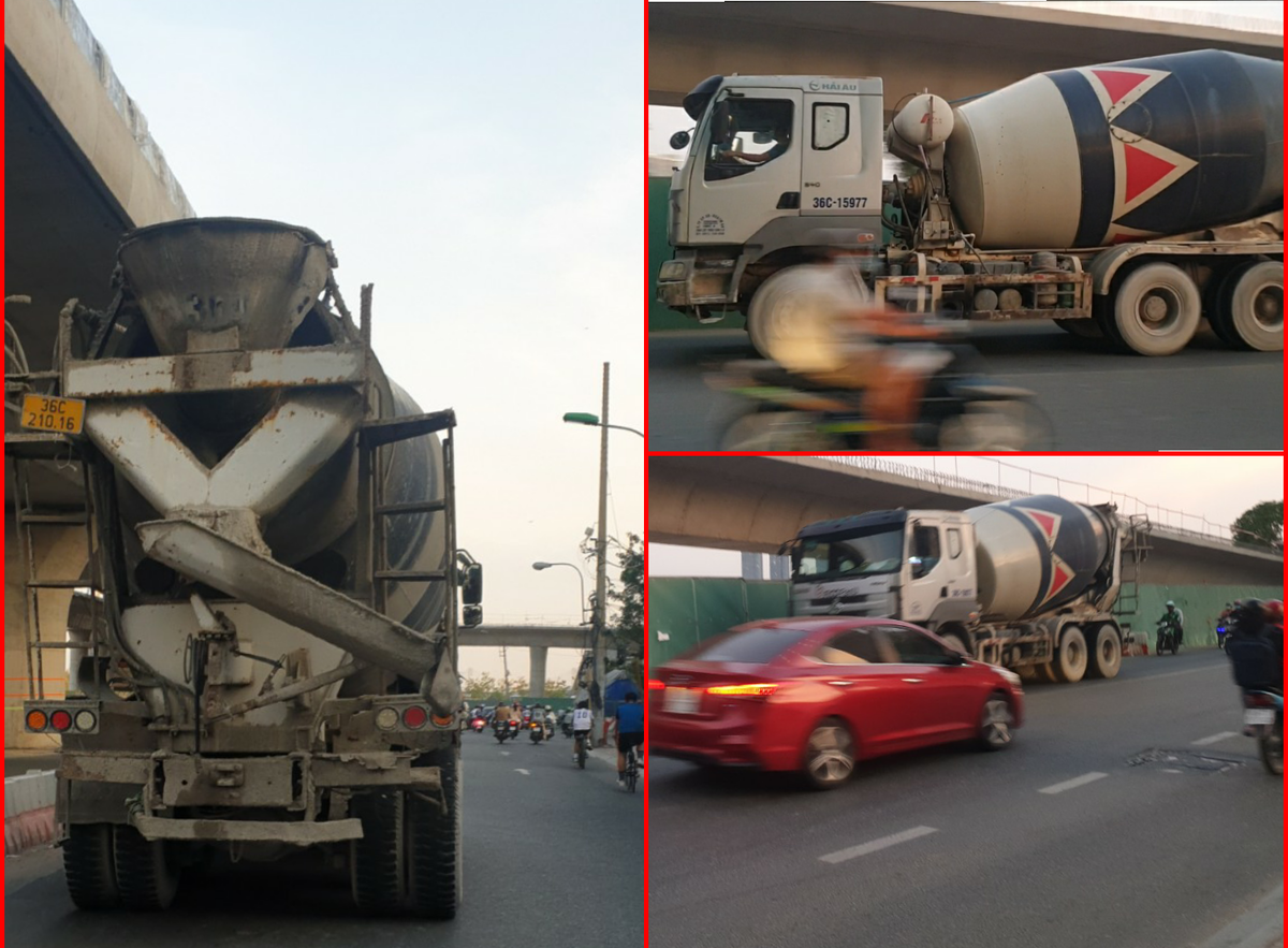 Các xe bồn trộn bê tông mang thương hiệu FICO FanU lưu thông trên đường Tôn Đức Thắng (quận 1, TP HCM) vào chiều ngày 16/1.