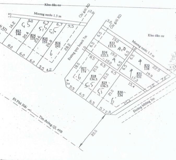 Khu quy hoạch dân cư thôn Kế Sung. Ảnh: Chụp màn hình thông báo đấu giá của Trung tâm Dịch vụ đấu giá tài sản tỉnh Thừa Thiên - Huế.