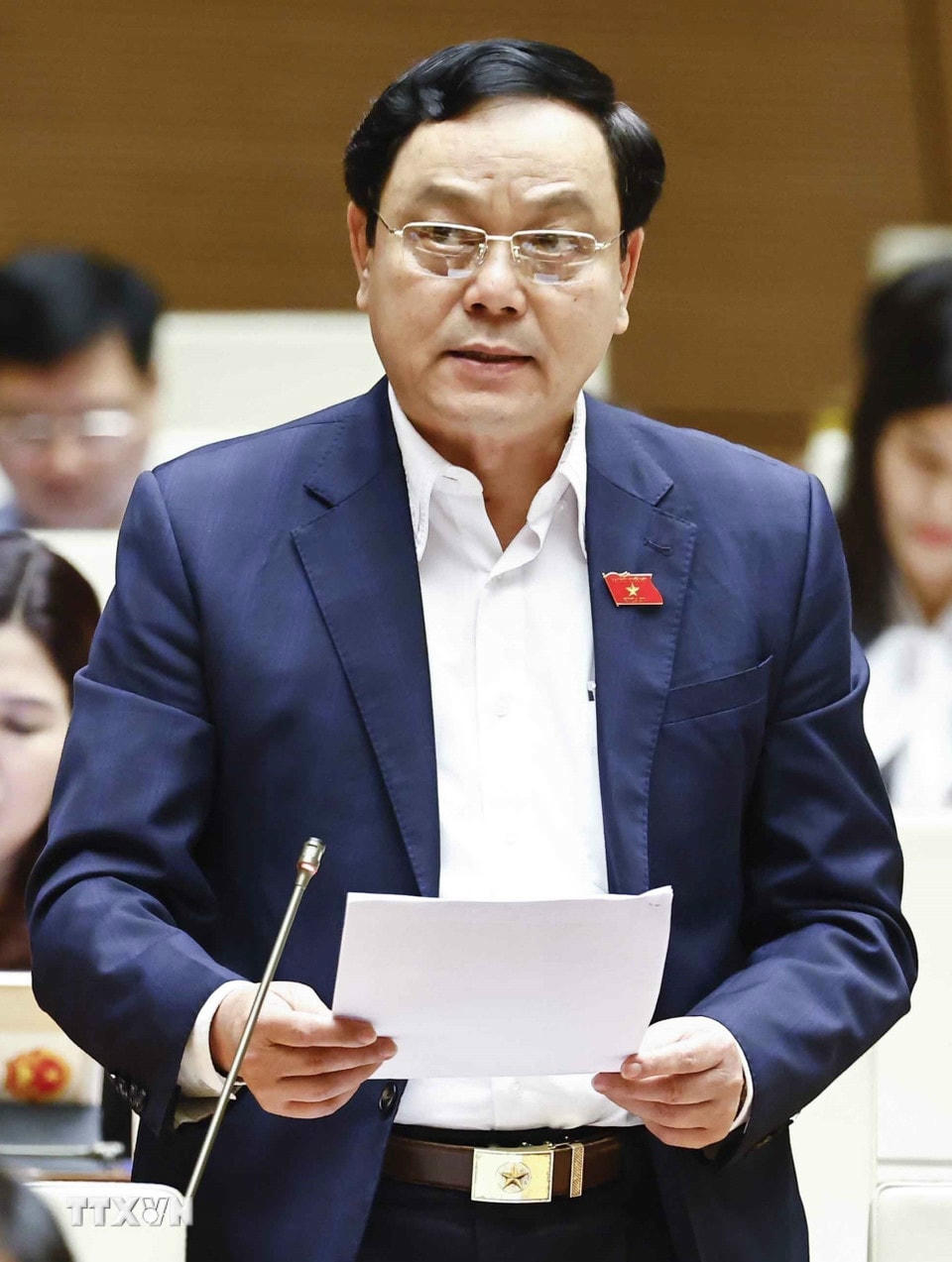 Ông Hoàng Đức Thắng, đại biểu Quốc hội khóa XV giữ chức vụ Phó Trưởng Đoàn đại biểu Quốc hội hoạt động chuyên trách khóa XV, phụ trách Đoàn đại biểu Quốc hội tỉnh Quảng Trị. (Ảnh: Doãn Tấn/TTXVN)