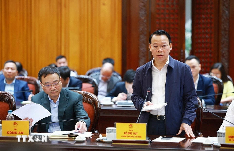 Bộ trưởng Bộ Nông nghiệp và Môi trường Đỗ Đức Duy phát biểu. (Ảnh: Dương Giang/TTXVN)