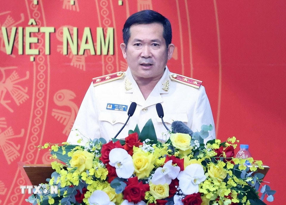 Trung tướng Đinh Văn Nơi, Cục trưởng Cục An ninh chính trị nội bộ phát biểu. (Ảnh: Thống Nhất/TTXVN)