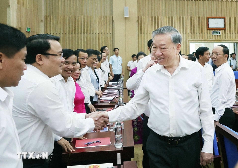 Tổng Bí thư Tô Lâm và các đại biểu. (Ảnh: Thống Nhất/TTXVN)