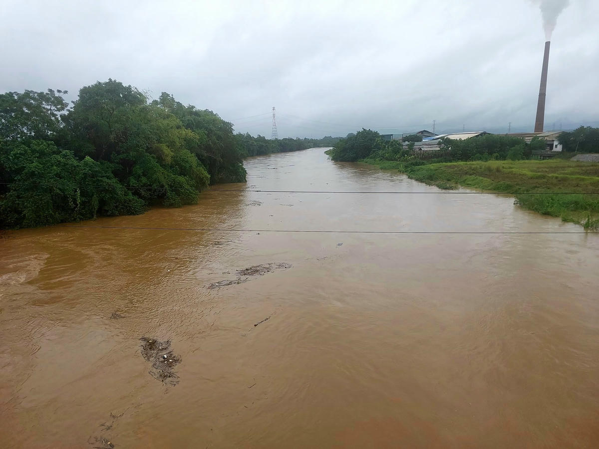 Từ ngày 27 - 29/9, tại Phú Thọ có mưa khiến mực nước sông Thao và sông Bứa lên cao. Ảnh: Tuấn Trung chụp sông Bứa chiều 28/9 .