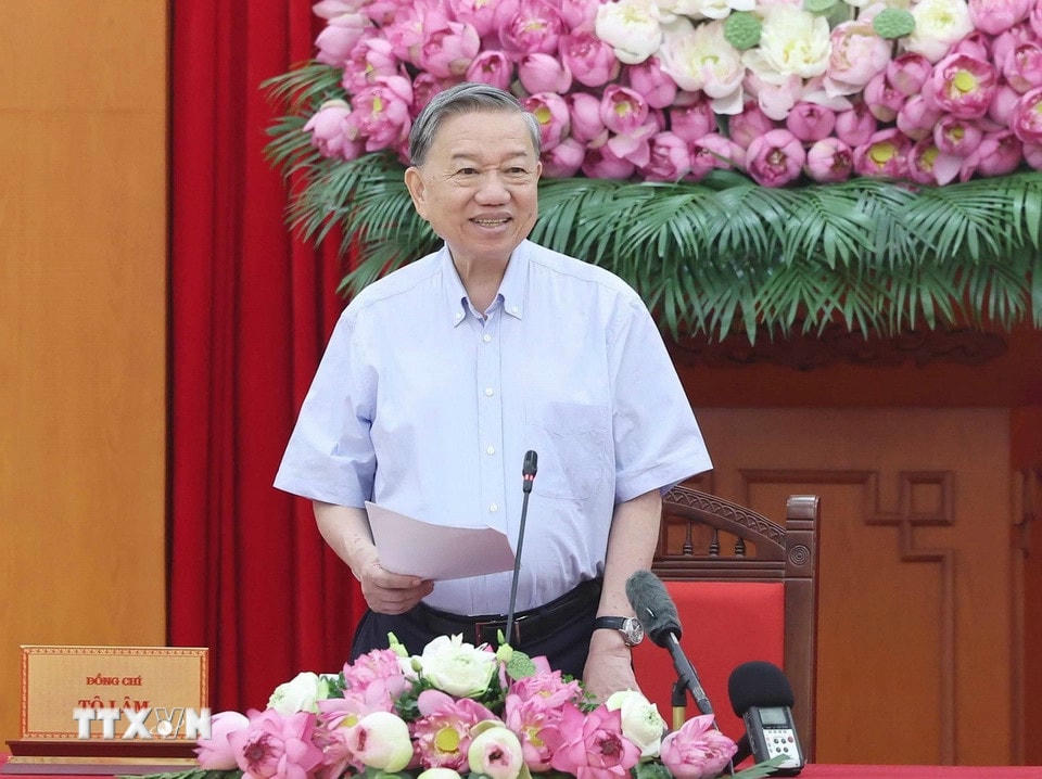 Tổng Bí thư Tô Lâm phát biểu. (Ảnh: Thống Nhất/TTXVN)