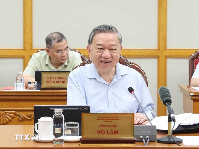 Tổng Bí thư Tô Lâm phát biểu. (Ảnh: Thống Nhất/TTXVN) ttxvn-tong-bi-thu-sap-xep-bo-may-1.jpg