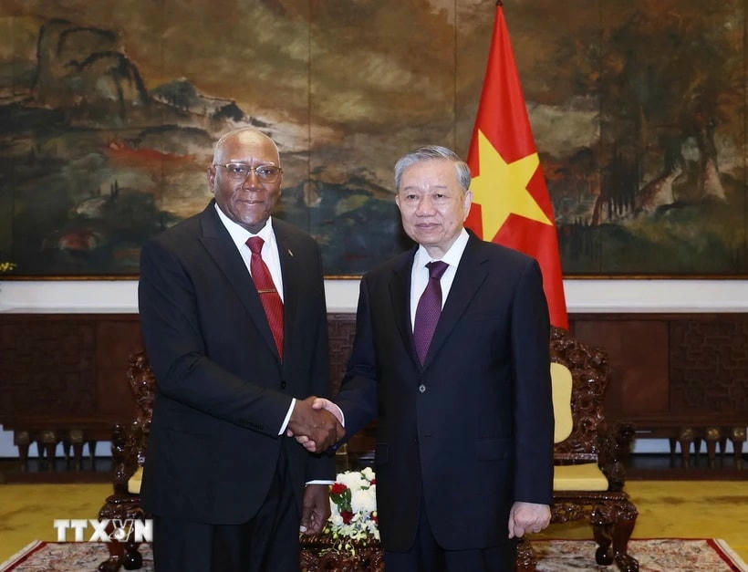 Tổng Bí thư Tô Lâm tiếp đồng chí Salvador Valdes Mesa, Ủy viên Bộ Chính trị, Phó Chủ tịch nước Cộng hòa Cuba. (Ảnh: Thống Nhất/TTXVN)