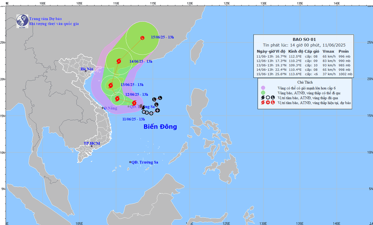TIN BÃO TRÊN BIỂN ĐÔNG (Cơn bão số 01)