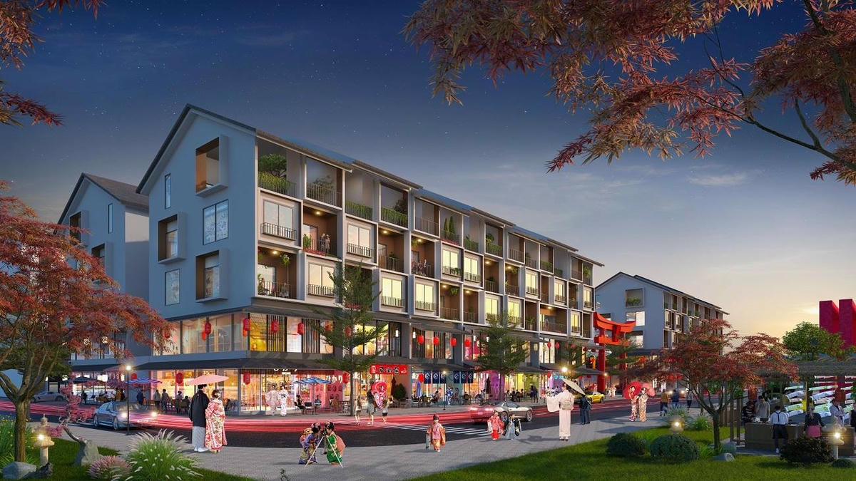 Koto là phân khu thương mại duy nhất tại Sun Beauty Onsen. Ảnh phối cảnh minh họa.