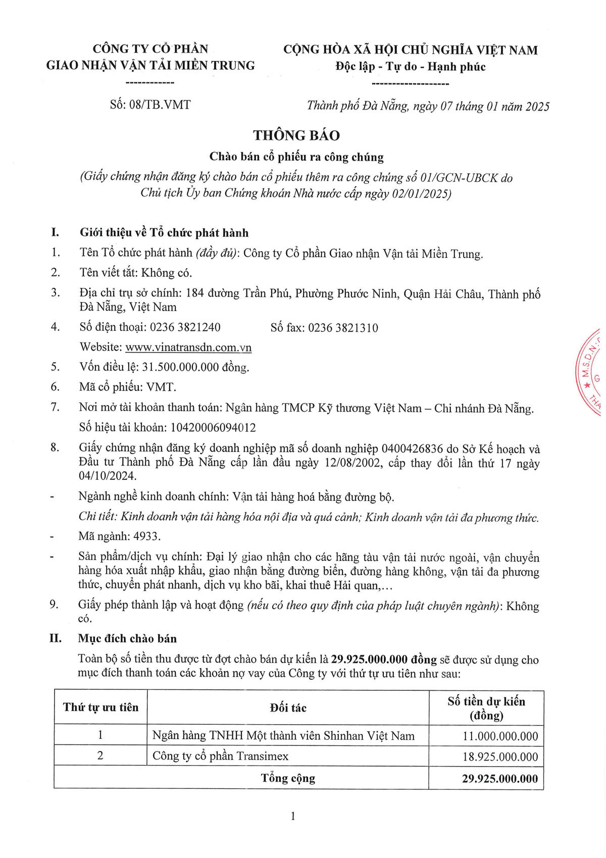 07012025-VMT- Thong bao chao ban co phieu ra cong chung-1
