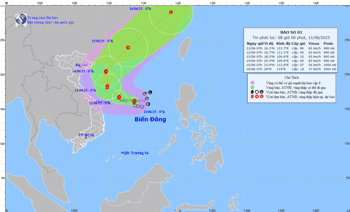 TIN BÃO TRÊN BIỂN ĐÔNG (Cơn bão số 01)