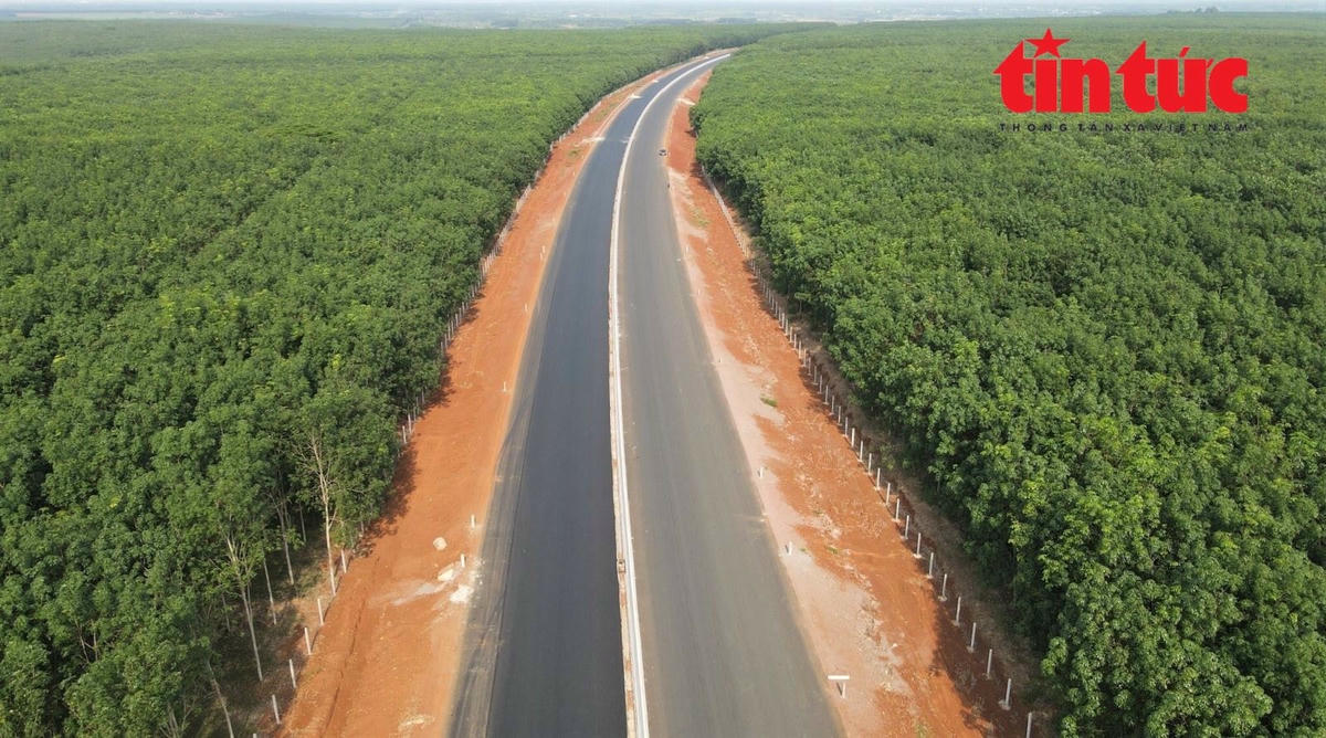 Cao tốc Phan Thiết - Dầu Giây dài 99 km, có 6 nút giao khác mức, 65 cầu (18 cầu trên cao tốc, 47 cầu vượt), có tổng mức đầu tư gần 12.500 tỷ đồng, do Ban Quản lý dự án Thăng Long làm đại diện chủ đầu tư. Ảnh: Công Phong.