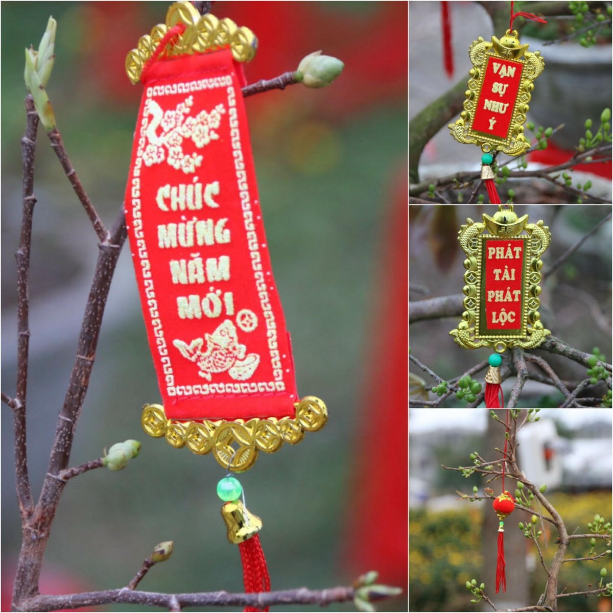 Các chậu, cành hoa được trang trí thêm để bắt mắt hơn.