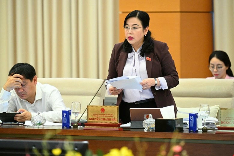 Chủ nhiệm Uỷ ban Công tác đại biểu Nguyễn Thanh Hải báo cáo tại phiên họp (Ảnh: Phạm Thắng)