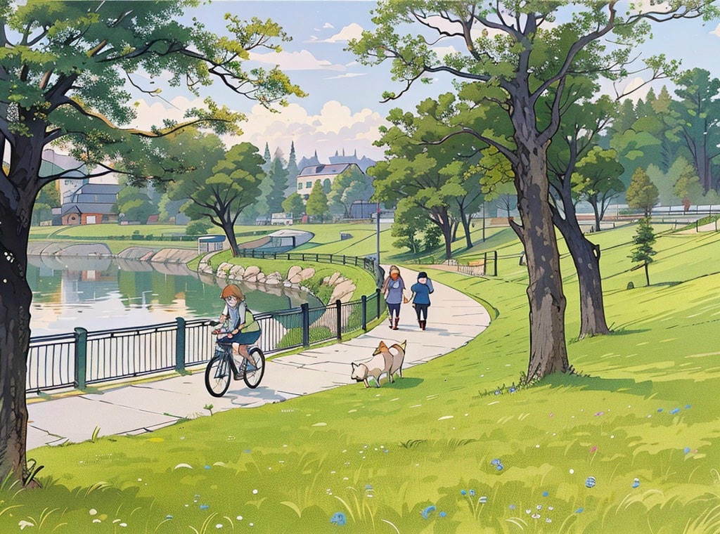 Cảnh bình yên, nhẹ nhàng vào buổi chiều ở Công viên Văn Lang.