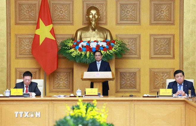 Thủ tướng Phạm Minh Chính phát biểu tại cuộc Tọa đàm với các doanh nghiệp Hoa Kỳ. (Ảnh: Dương Giang/TTXVN) ttxvn-0103-thu-tuong-doanh-nghiep-hoa-ky-16.jpg