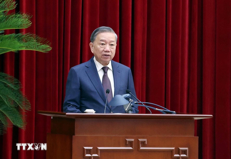 Tổng Bí thư Tô Lâm phát biểu khai mạc Hội nghị. (Ảnh: Thống Nhất/TTXVN)
