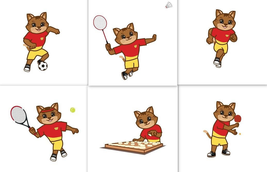 Linh vật biểu tượng cho 6 môn thi đấu.