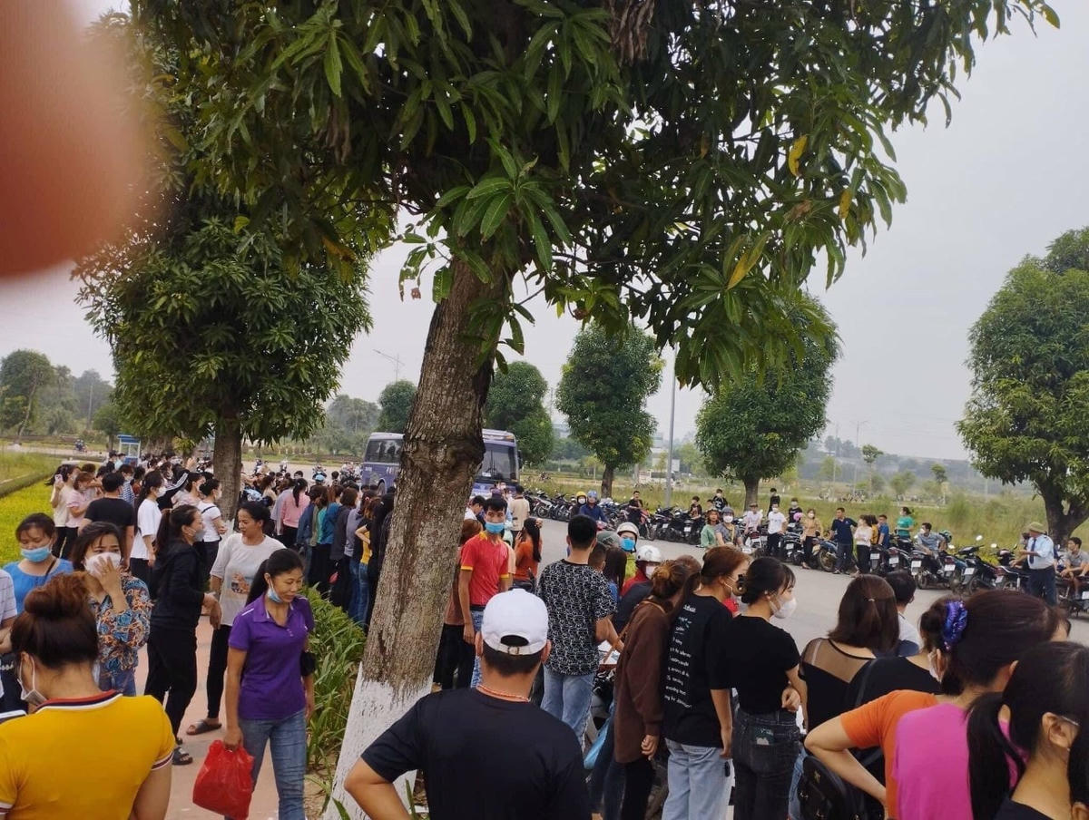 Hàng trăm công nhân của Công ty TNHH BYD Việt Nam đình công để đòi hỏi quyền lợi. 