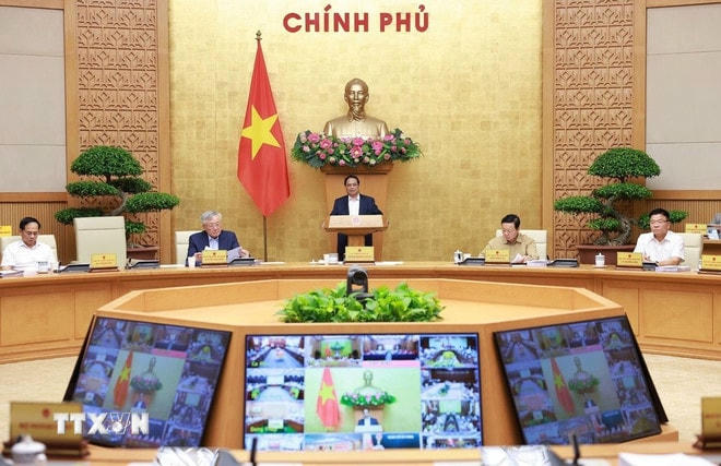 Thủ tướng Phạm Minh Chính chủ trì Phiên họp Chính phủ thường kỳ tháng 6 năm 2025 và Hội nghị trực tuyến Chính phủ với các địa phương. (Ảnh: Dương Giang/TTXVN) ttxvn-thu-tuong-chu-tri-phien-hop-chinh-phu-thuong-ky-thang-6-va-hoi-nghi-truc-tuyen-chinh-phu-voi-cac-dia-phuong-03-3.jpg