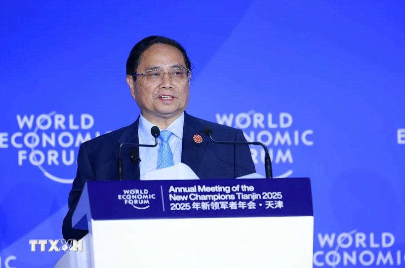 Thủ tướng Phạm Minh Chính phát biểu tại Phiên thảo luận “Thế kỷ của châu Á có đang gặp thách thức?”. (Ảnh: Dương Giang/TTXVN)