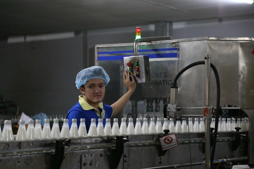 Dây chuyền sản xuất của Công ty cổ phần đầu tư dừa (Beinco) hoạt động hết công suất.