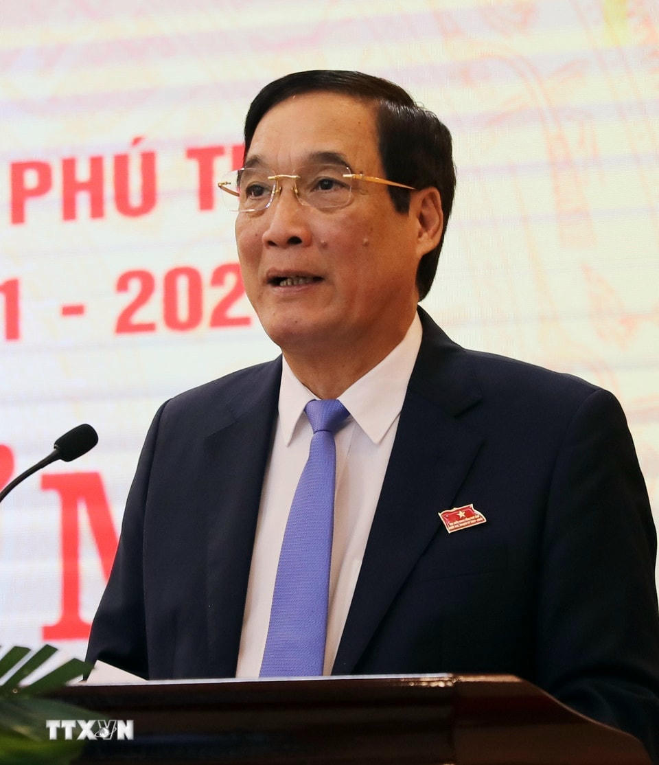 Ông Bùi Minh Châu, Ủy viên Trung ương Đảng, đại biểu Quốc hội khóa XV, giữ chức vụ Trưởng Đoàn đại biểu Quốc hội khóa XV tỉnh Phú Thọ. (Ảnh: Tạ Toàn/TTXVN)