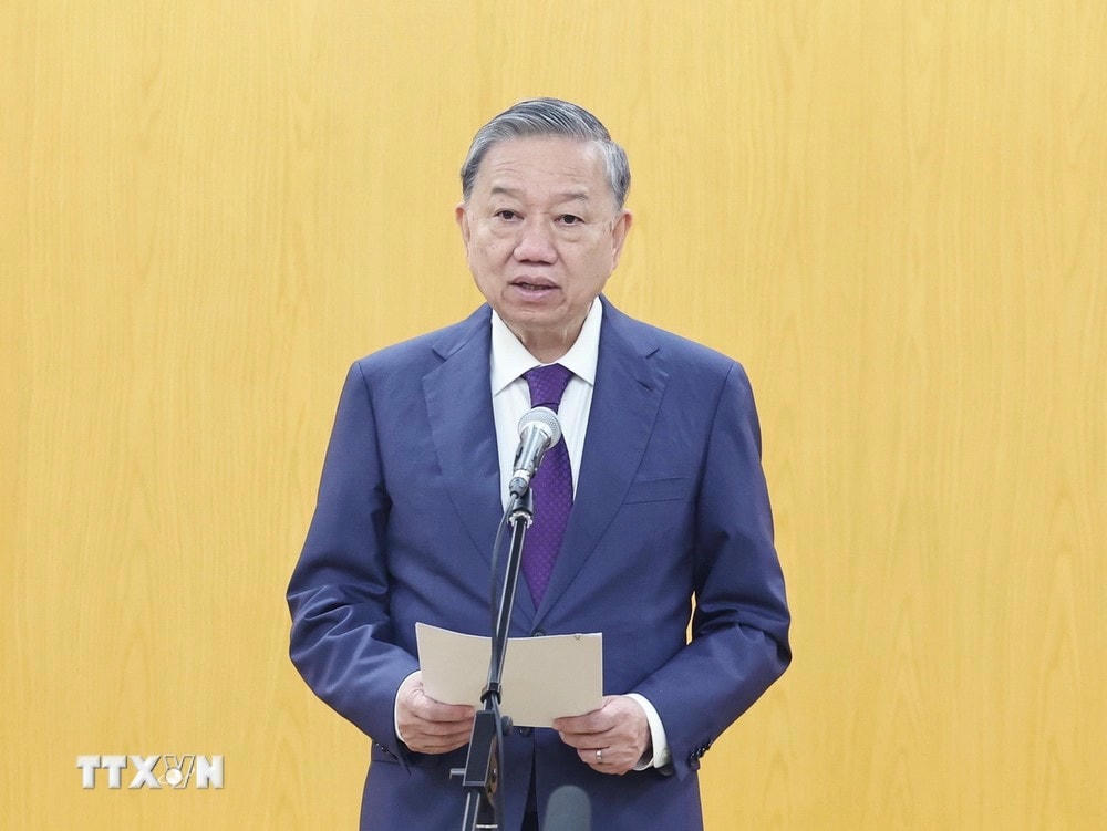 Tổng Bí thư Tô Lâm phát biểu giao nhiệm vụ. (Ảnh: Thống Nhất/TTXVN) ttxvn_tong bi thu 1.jpg