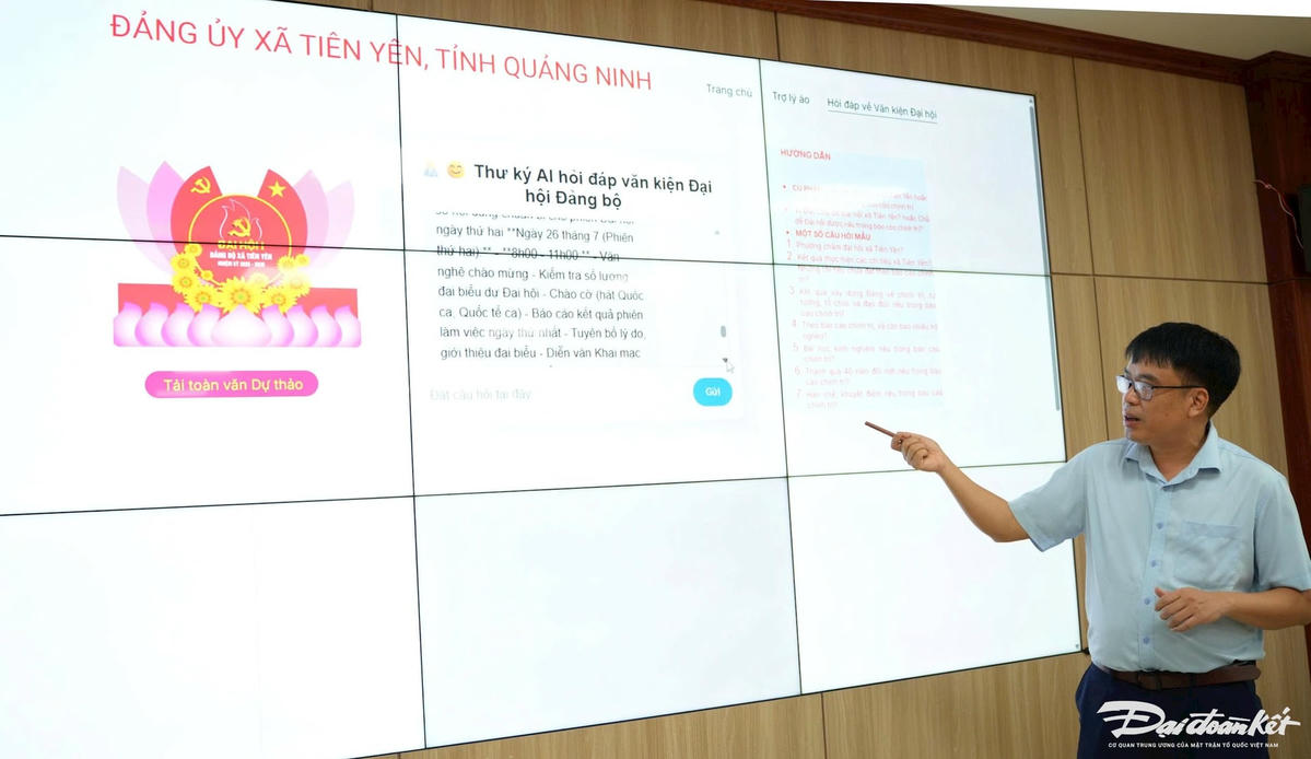 Sản phẩm trợ lý ảo do tập thể lãnh đạo, cán bộ, công chức xã nghiên cứu, thiết kế, lập trình, hỗ trợ nhanh chóng và chính xác việc cung cấp thông tin, giảm thời gian tìm kiếm tài liệu và truy xuất dữ liệu. Ảnh: Trần Hoàn.