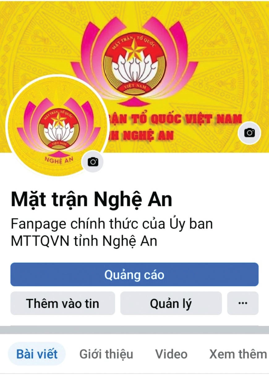 Trang thông tin điện tử Fanpage “Mặt trận Nghệ An” chính thức của Uỷ ban MTTQ tỉnh Nghệ An.