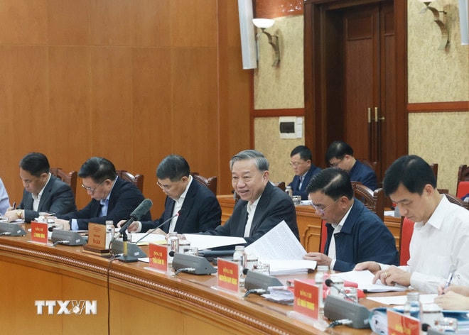 Tổng Bí thư Tô Lâm phát biểu chỉ đạo. (Ảnh: Thống Nhất/TTXVN) ttxvn-tong-bi-thu-chu-tri-phien-hop-thu-hai-bcd-trung-uong-0403-4.jpg