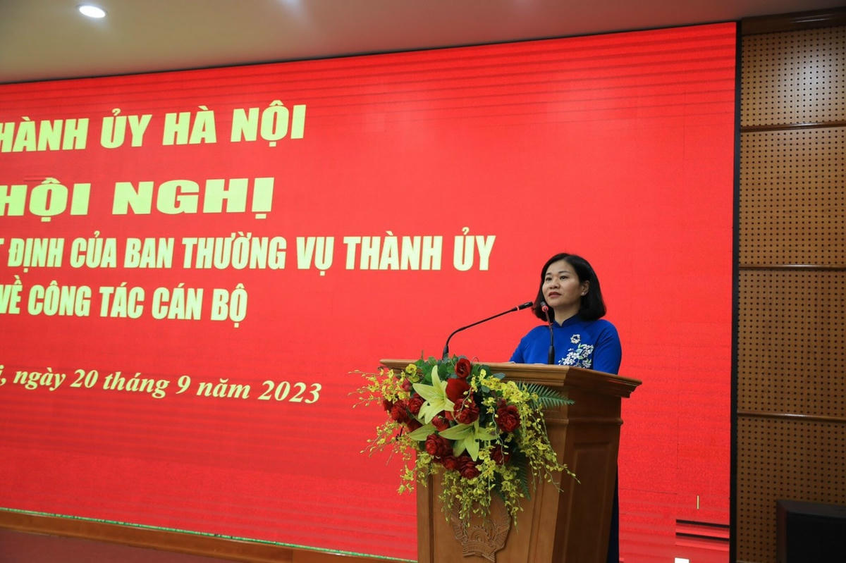 Phó Bí thư Thường trực Thành ủy Nguyễn Thị Tuyến phát biểu tại hội nghị.