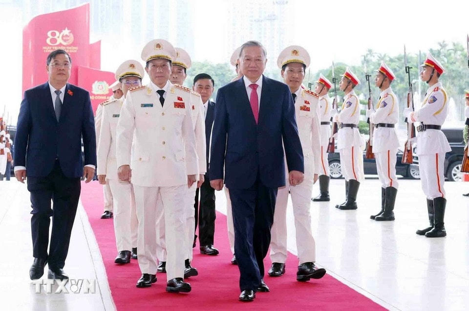 Tổng Bí thư Tô Lâm tới dự buổi lễ. (Ảnh: Phạm Kiên/TTXVN)